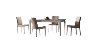 Esszimmer Set Esstisch 4X Stuhle Tisch Essgruppen Beige Edelstahl 5Tlg MöBel
