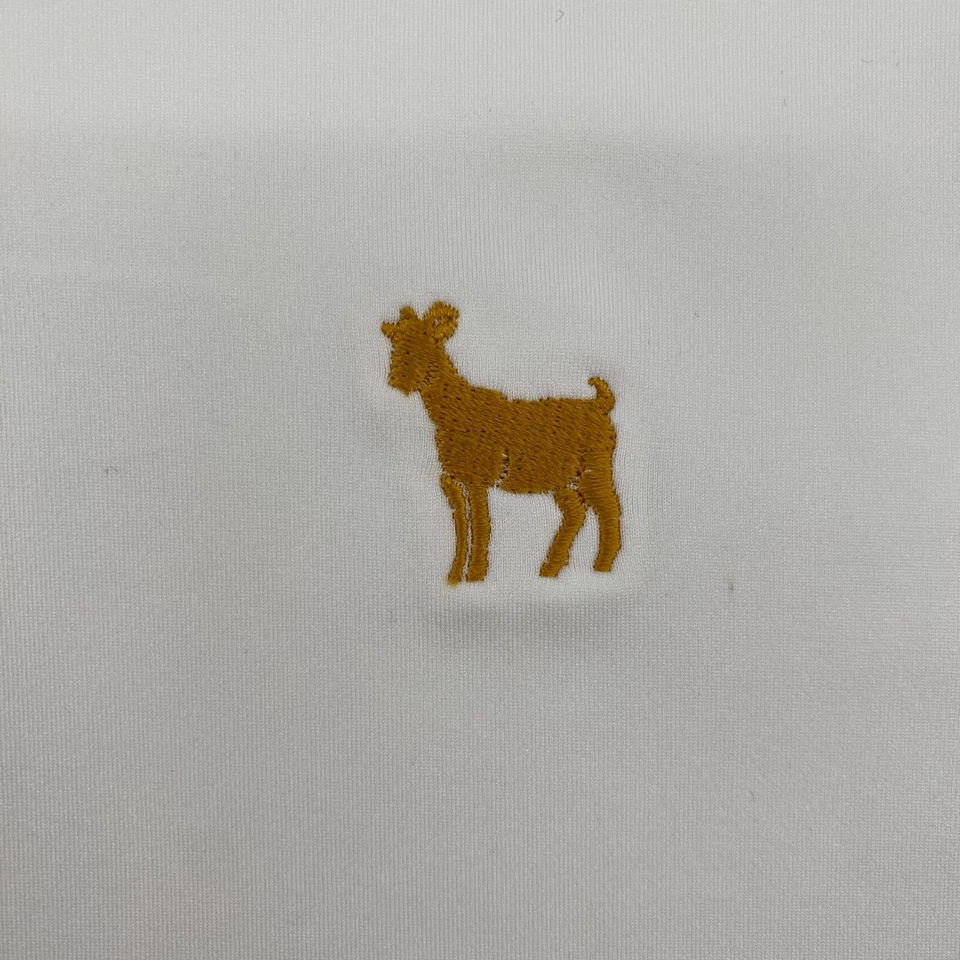 Camisa polo Peter Millar para mujer XL Golden Goat blanca azul cremallera UPF 50+ golf deporte Foto 4 de 4