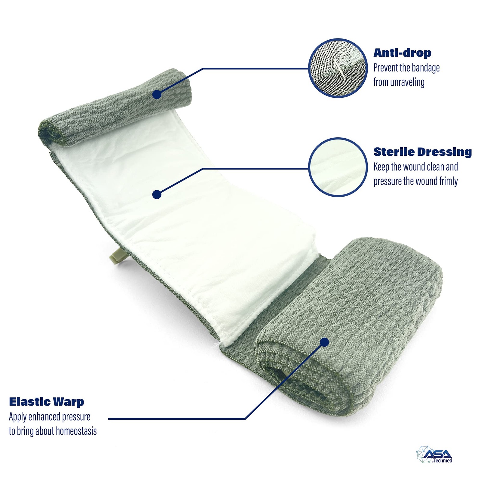 ASA TECHMED 5 Pack Emergency Trauma 6" Israeli Style Bandage - Combat Militar...