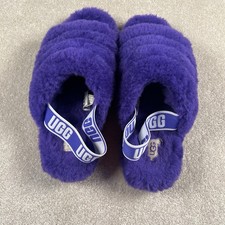 Ugg Fluff Yeah Slide Slippers Purple Logo Strap Comfy Platform women's 9