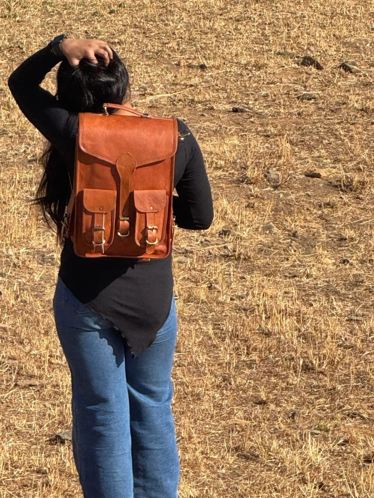 Vintage Brown Leather Backpack for Women, School Rucksack, Rustic Leather Bac... image 8