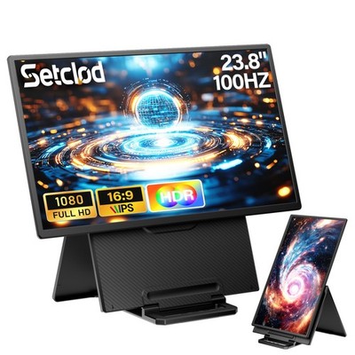 23.8'' Large Portable Monitor, 1080P FHD 100Hz Laptop Screen Extender, IPS 125...