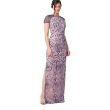 JS Collections WINNIE COLUMN GOWN Dark Blush Lace Overlay Sz 10 Mother of Bride