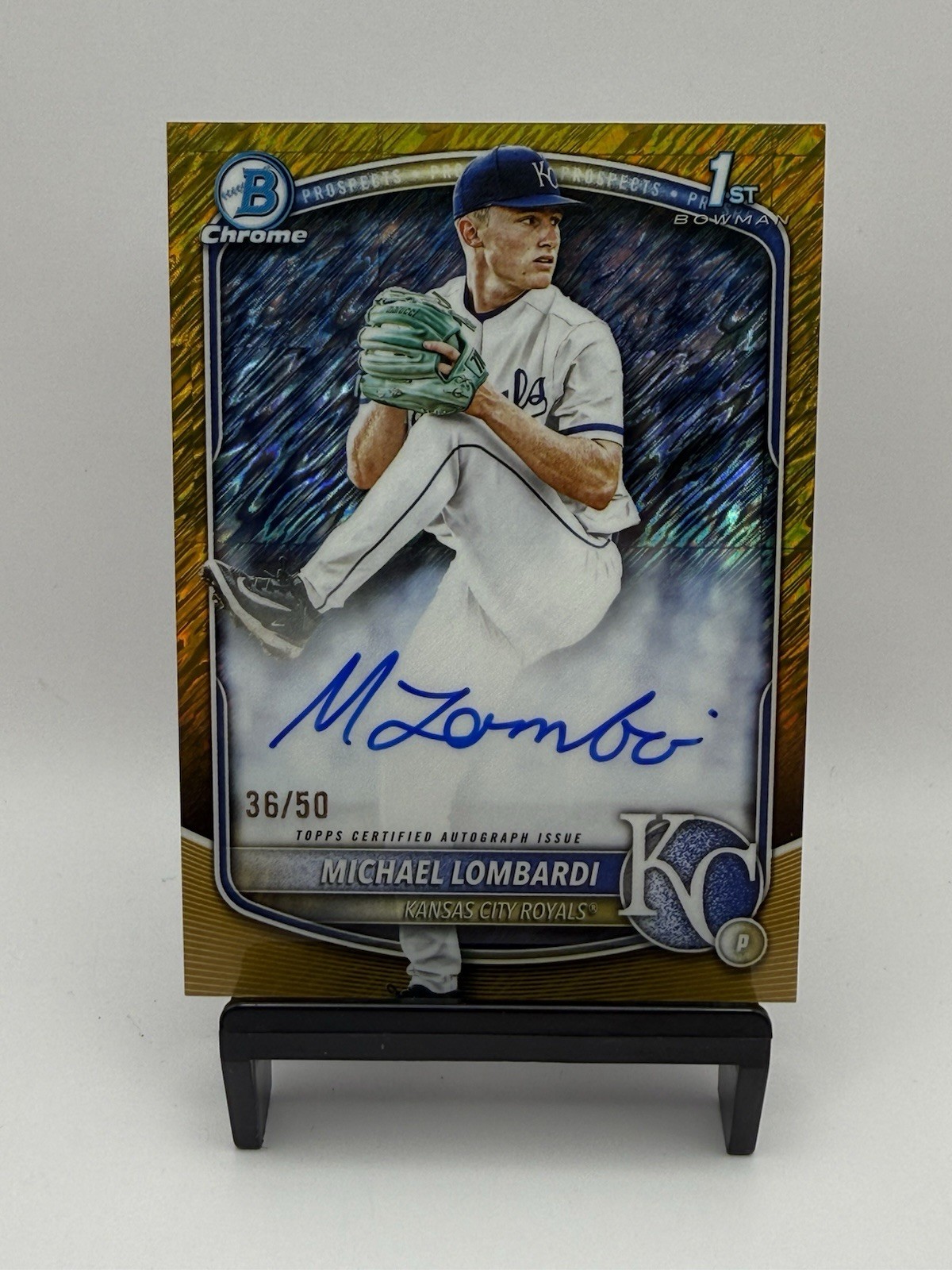 2025 Bowman Draft Michael Lombardi Chrome Auto Gold Shimmer Refractor 1st #/50