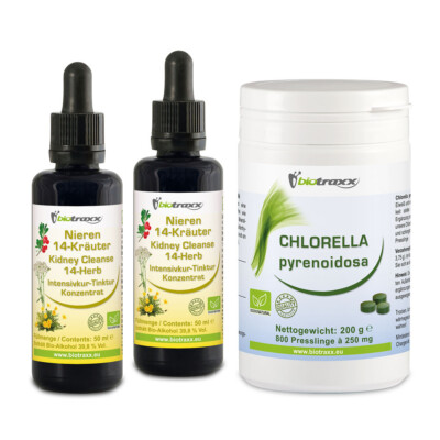 Biotraxx Kidney and Bladder Full Cleansing Pack - Herbal tincture and Chlorella