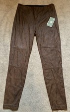 Lyss  Textured Faux Leather Leggings Women's L Bourbon Pull-on Closure NWT