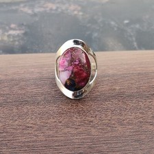 Pink Oyster Turquoise Gemstone Ring 925 Sterling Silver Jewelry Designer Ring