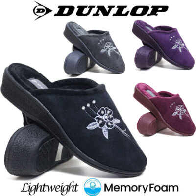 Ladies Wedge Memory Foam Slippers New Warm Comfort Fur Clog