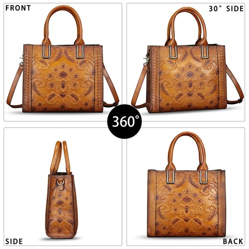 Genuine Leather Tote Bags for Women Handbags Vintage Shoulder Bag Crossbody Bag - Picture 6 of 14