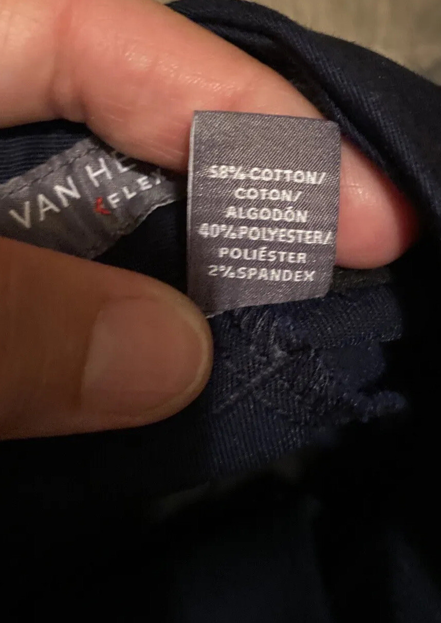 Van Heusen Flex Flat Front Straight Fit Navy blue casual Pants, W 38 x 34L New