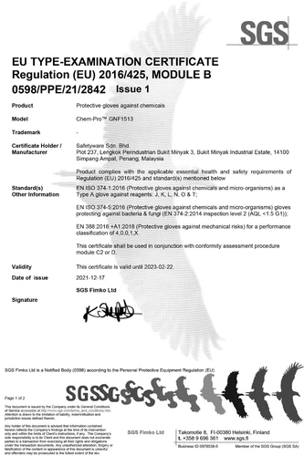 Safetyware Chemical Resistant Flocklined Nitrile Kitchen Dishwashing Work Gloves - Picture 3 of 7