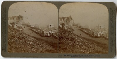 Dufferin Terrace, Château Frontenac Hotel, Quebec City, Canada, Photo Stereoview