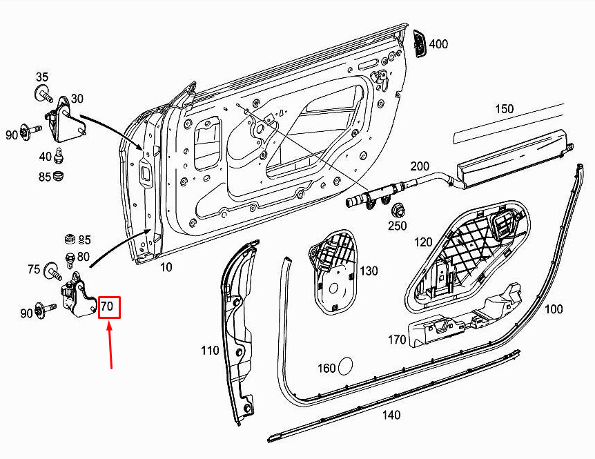 MERCEDES-BENZ SL R231 Front Left Lower Door Hinge A2317200737