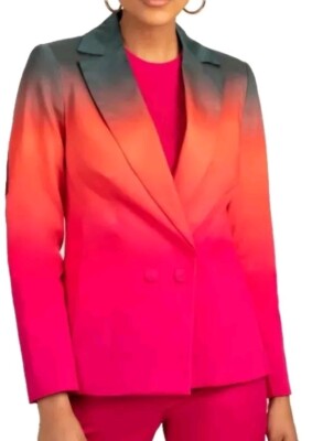 Trina Turk Ryka Jacket Women's Pink Ombre Double Breasted