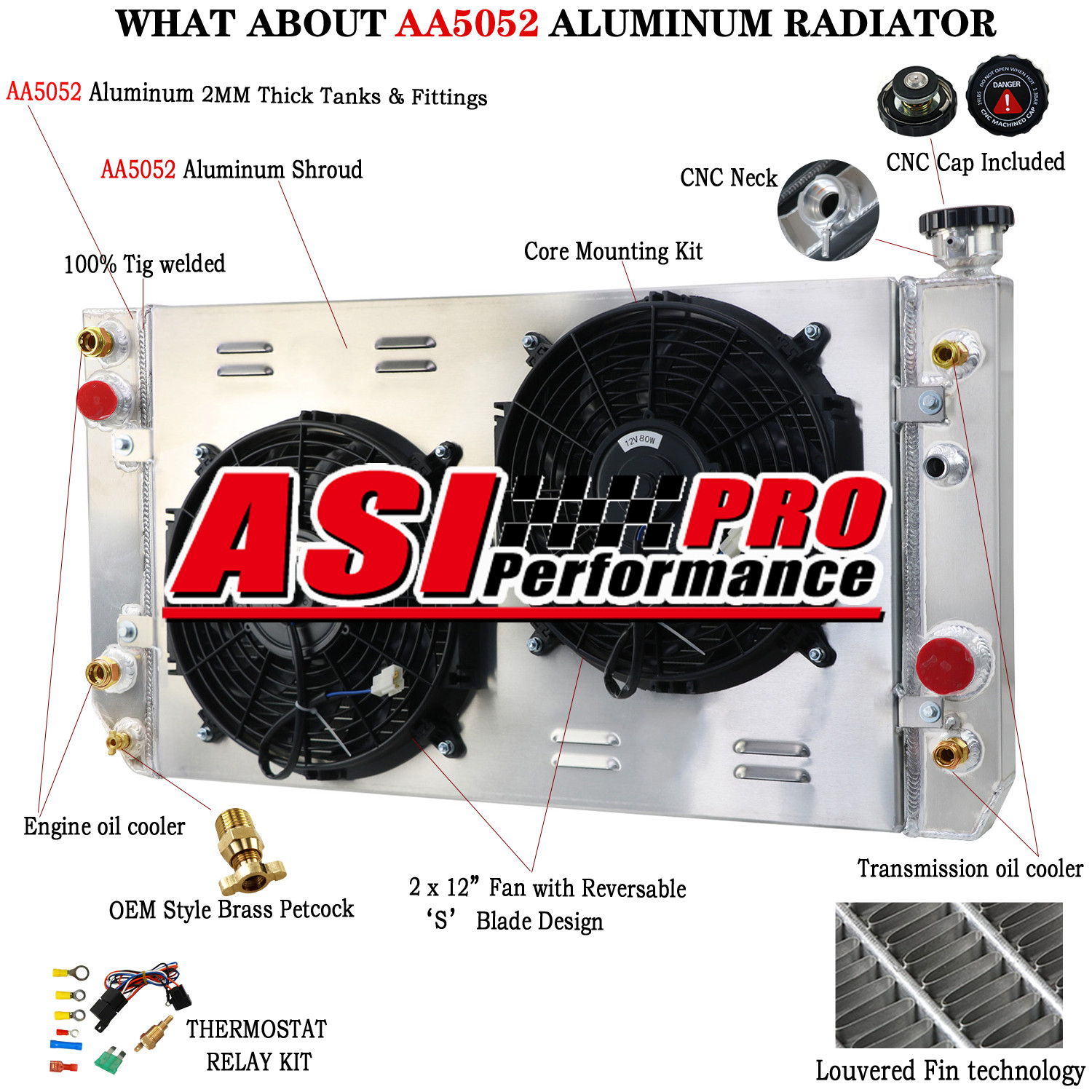 4 Row Radiator Shroud Fan Relay Fit 88-94 Chevy S10 Blazer GMC Jimmy S15 4.3L V6