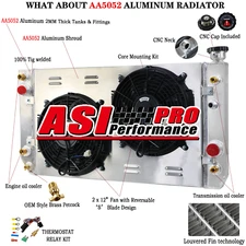 4 Row Radiator+Shroud Fan Relay For 1988~94 Chevy S10 Blazer GMC Jimmy S15 4.3L