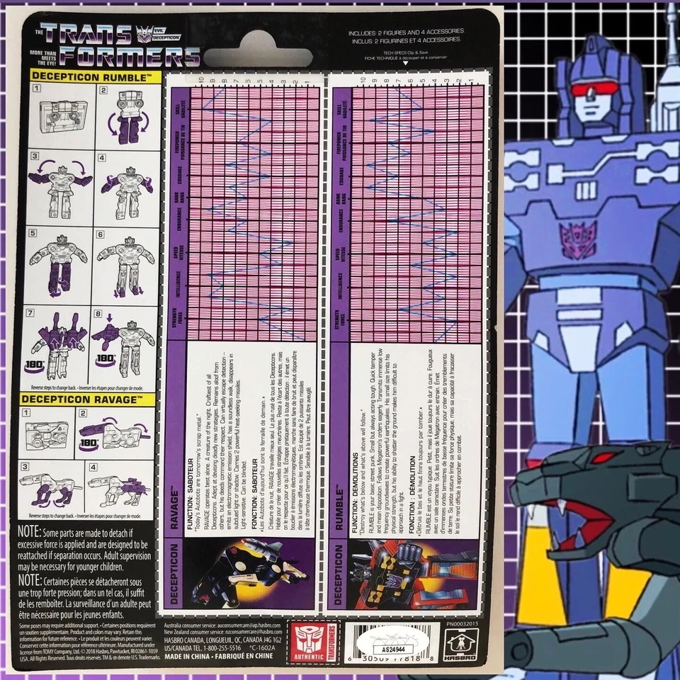 Transformers G1 Walmart reedición Ravage & Rumble MOSC firmado por Frank Welker JSA Foto 2 de 4