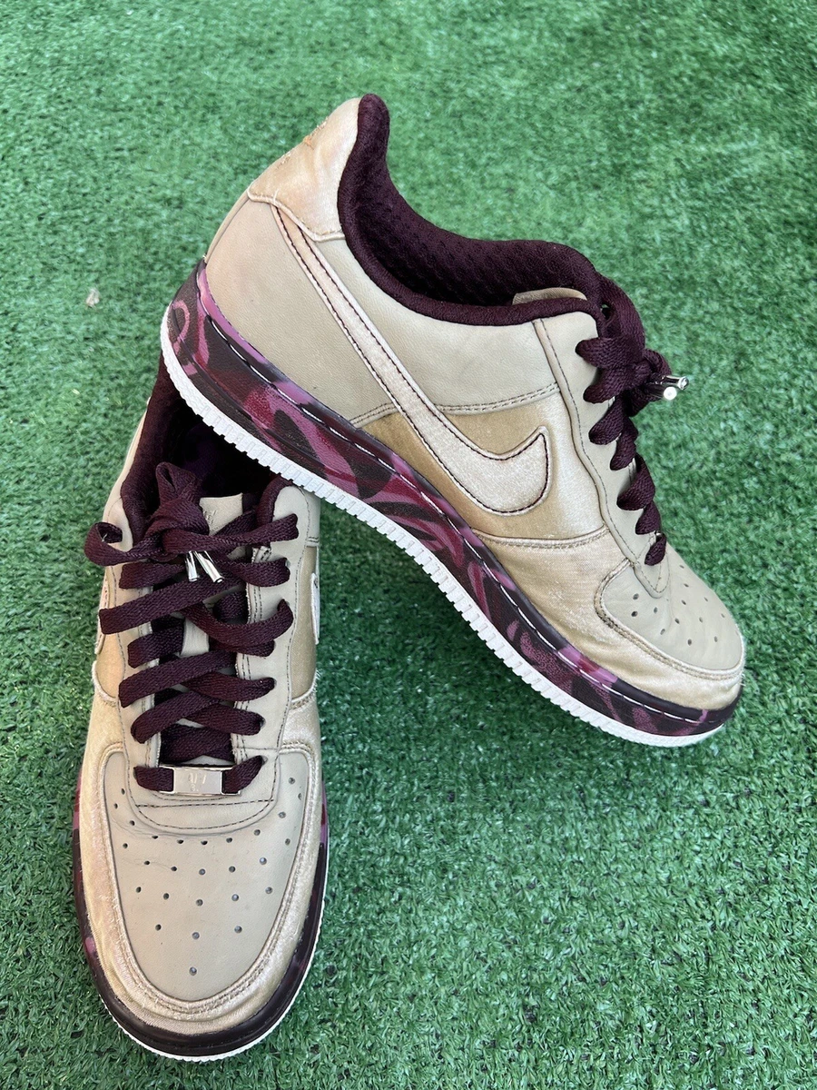 congestión Colega proporcionar Nike Air Force 1 Premium 07 Tweed Athletic Shoes Burgundy Gold Woman's Size  7 | eBay