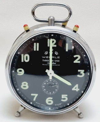Vintage WEHRLE Three In One Alarm Clock Made In Germany - For