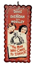 MAN WHO CAME TO DINNER  ~  MOVIE POSTER  * Glitter WOOD ORNAMENT * Vtg Img