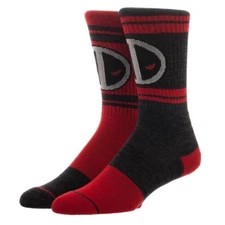 Deadpool Men's Crew Socks Casual Fun Novelty Marvel Comics Movie Red and Black