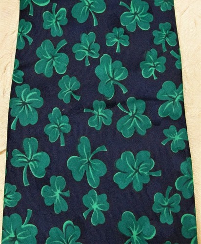 Shamrocks Black Men's Necktie St Patrick's Day Holiday Addiction Brand - Picture 6 of 6