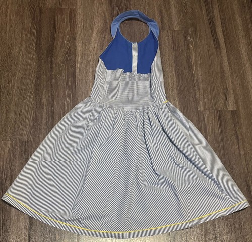 Girl's Mini Boden Stripe Blue and White Kids Dress Size 9/10 - Picture 4 of 6