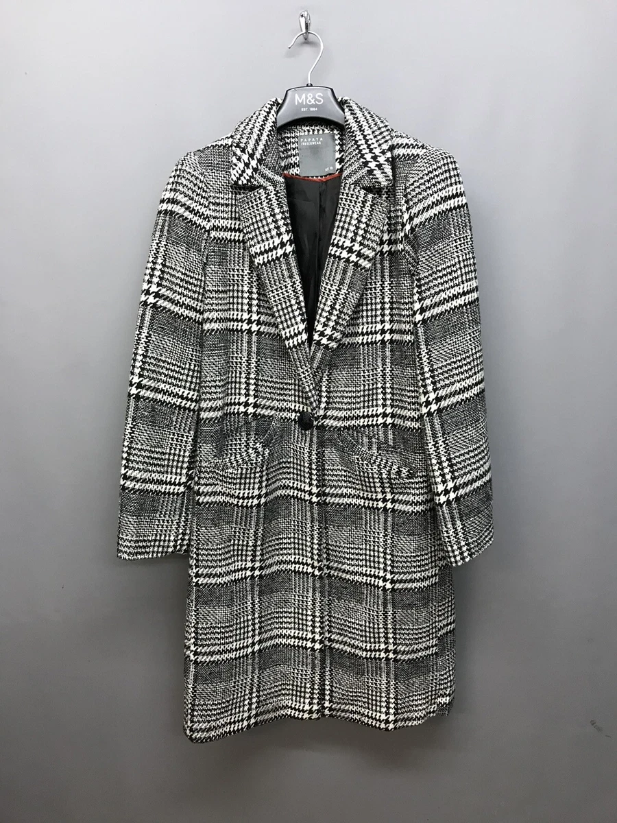 Grey store check overcoat
