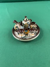 Vintage Miniature Tea Set Tonala artisan made pottery Complete 9 Piece Set EUC