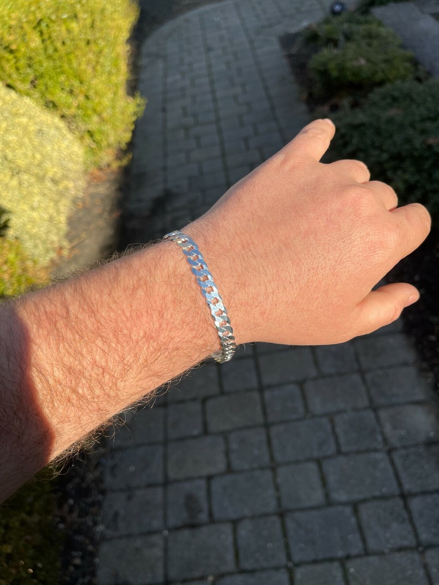 BOCAI S925 Braccialetti In Argento Sterling Per Uomo Donna New Fashion 8mm 10mm 12mm Catena A Maglia Cubana Bracciale All'ingrosso Di Gioielli - Foto 9