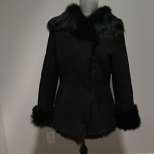 UGG KARLENE Toscana Fur Shearling Coat Jacket Black Size S Small Women ...