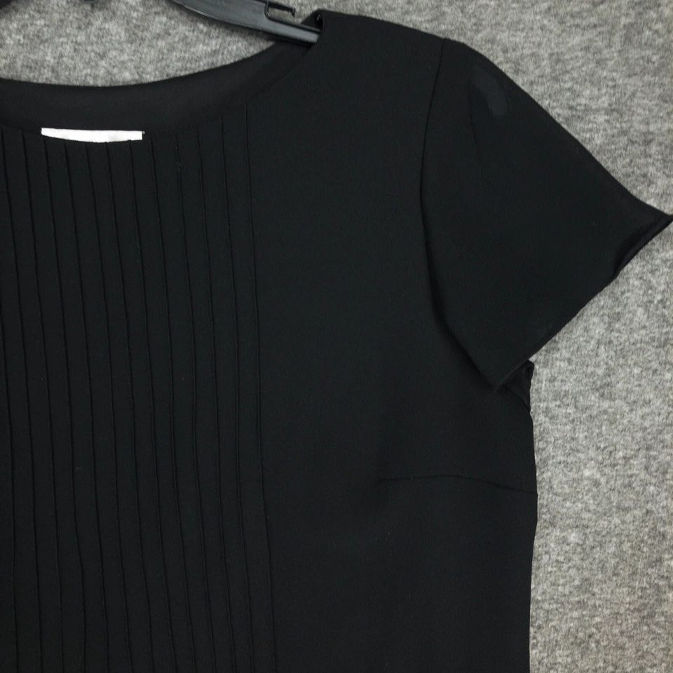 Y2K Studio 1 Blouse Women's Size 10 Polyester Lined Short Sleeve Black w/ Floral Foto 2 de 4