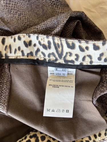 Class Roberto Cavalli Women's Straight Leg Mid Rise Dress Pants Brown Snake 10 - Picture 8 of 9
