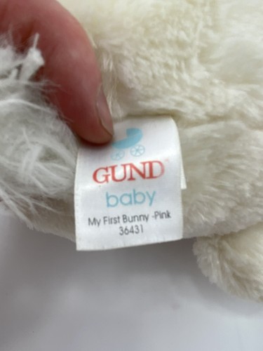 My First Bunny rosa weiß Plüschtier 13 Zoll Stofftier mit Schleife Schleife Gund #36431 - Bild 5 von 9