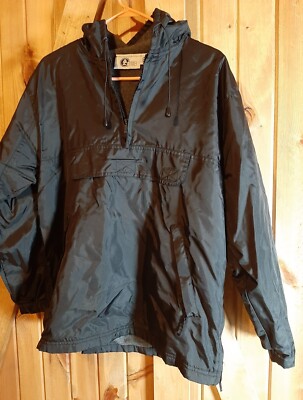 Black Hooded Rain Jacket Size Medium