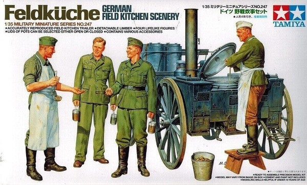 Feldkuche - Ww Ii German Field Kitchen Scenery W/Staff #35247 1/35 Tamiya-image