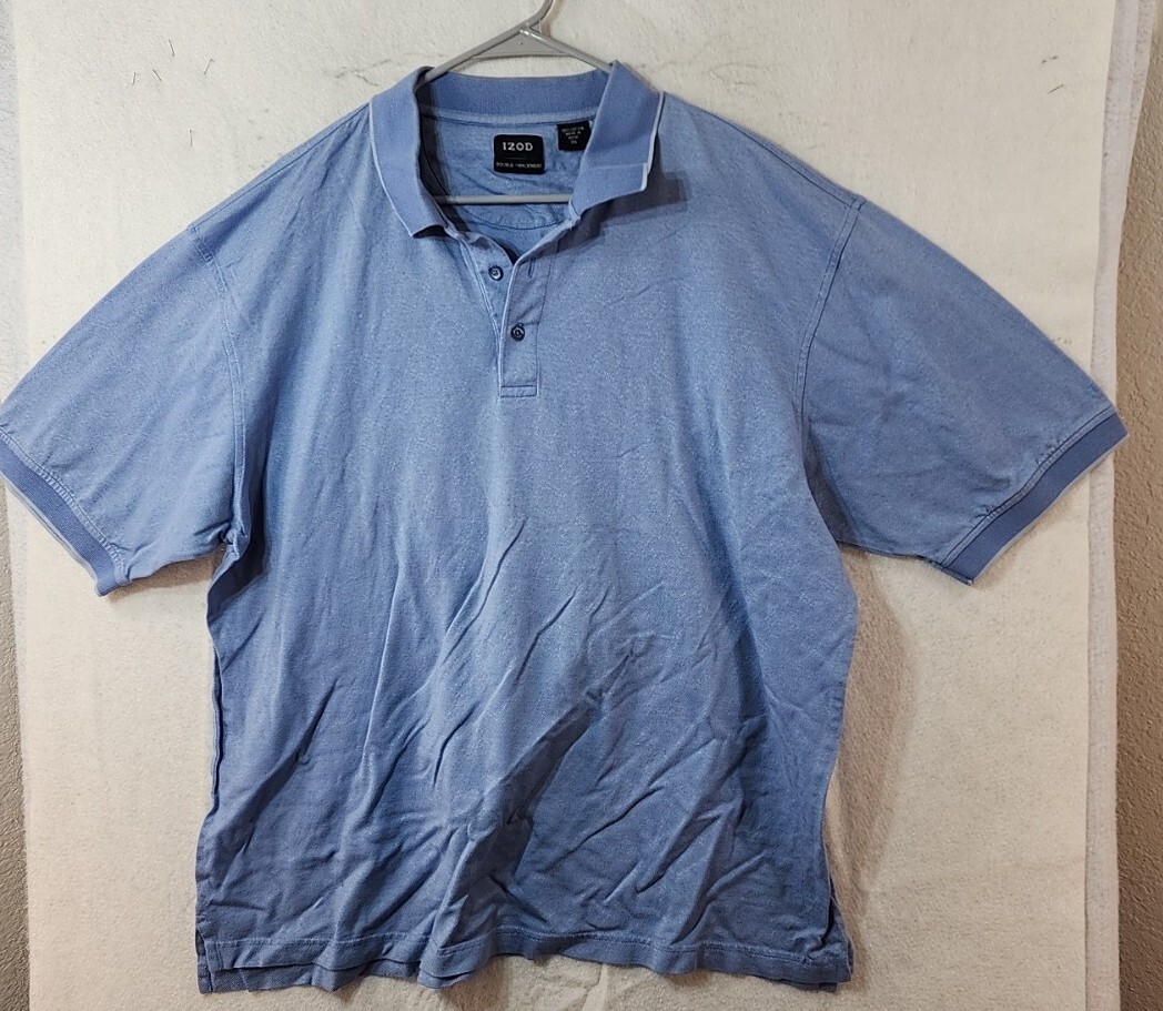 Izod Blue Double Mercerized Short Sleeve Polo Shirt Mens XL | eBay