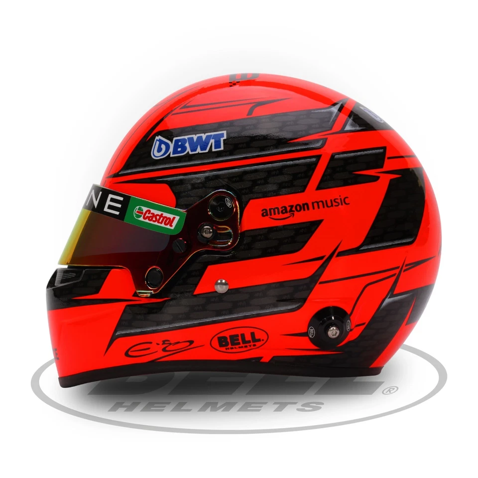 Alpine F1 Esteban Ocon 1/2 Echelle Mini Réplique Casque 2024 Rouge/Noir Cloche - Photo 4/4