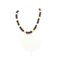 Halskette Perlen Citrin + Granat 8 Mm Kette Aus Edelstahl.