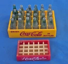 2 Vintage Mini Plastic COCA COLA Crates Red and Yellow Bottles Buddy L? Tonka?