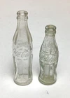 Lot of 2 Vintage Mini Coca Cola Glass Bottles 2.5 Inches Tall & 3 Inches Tall