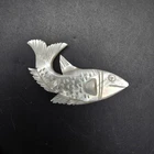 Carved Mother of Pearl Fish Brooch Vintage Costume Jewelry