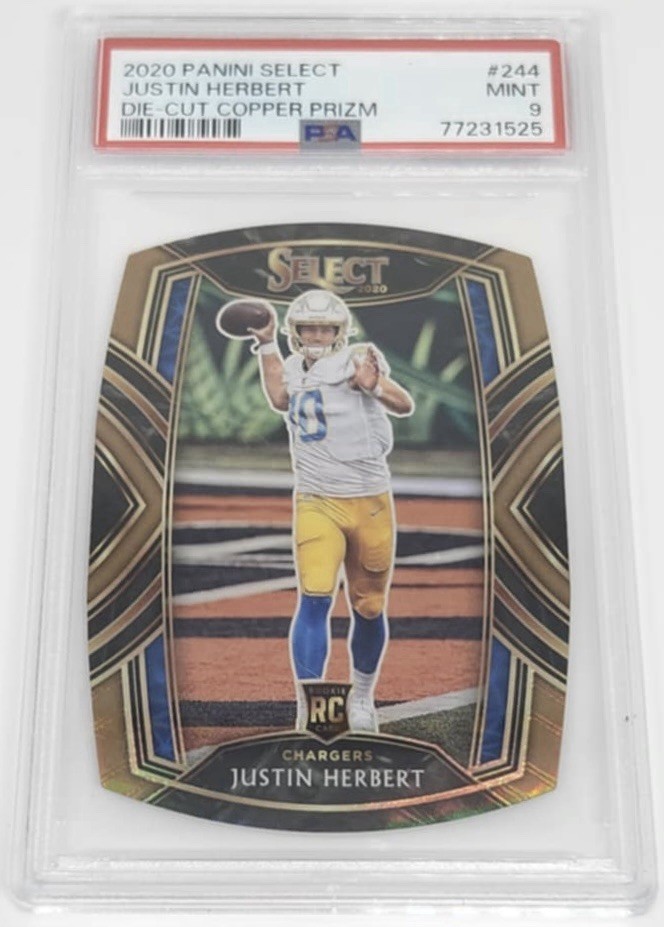 2020 Select /355 Copper Die-Cut Prizm RC Club Level Justin Herbert PSA 9 #244