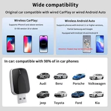 2in1 Wireless CarPlay Android Auto Adapter AI Mini Box Plug&Play For Car Radio