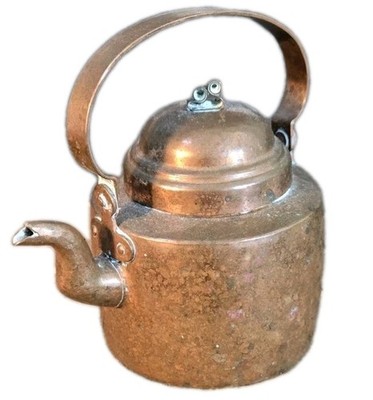 PRIMITIVE Antique COPPER Dovetailed Goosneck Kettle Tea Pot HAND WROUGHT MORA