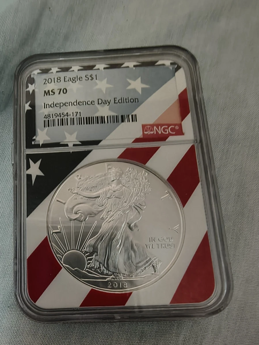 25+ American Eagle MS 70 Graded 2018 Silver Bullion Coins for sale