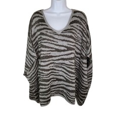 Absolutely Creative Worldwide Zebra Animal Print Sweater Poncho 1x