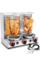 3burner Shawarma Grill Machine Gas Vertical Rotisserie Chicken Machine 30 LB Cap
