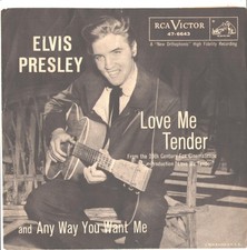 ELVIS PRESLEY-WHITE PICTURE SLEEVE + 45--(LOVE ME TENDER)--PS--PIC--SLV