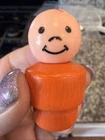 Vintage Fisher Price Little People Wood Orange Boy. A.